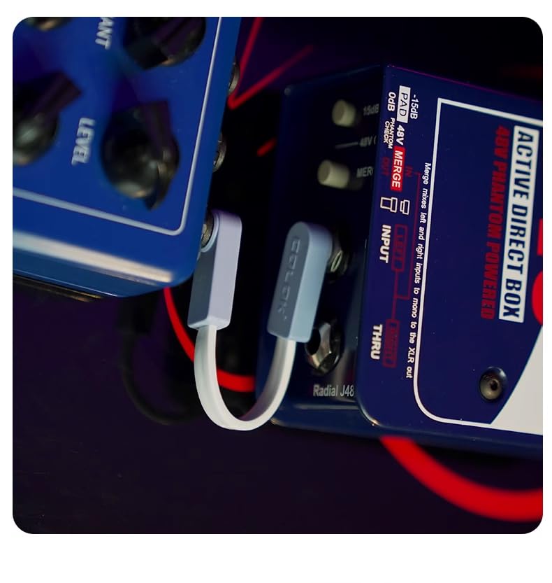 GIMI 20cm Color Patch Cable Space Saving Flat Cable for Guitar Effector Type 3 Pack L-L (Black-3pcs, 20cm)