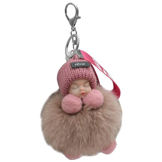 Brelocuri de Păpușă Pufoase Bebeluș Adormit Pălărie Tricotată Multicoloră Purtată Breloc pentru Bebeluș pentru Femei
