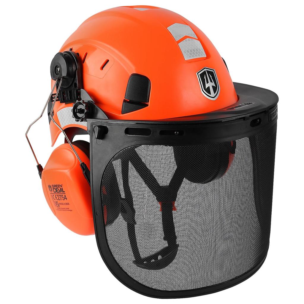 GREEN DEVIL Forestry for Chainsaw Grass Face Construction Retractable Sun Hard Impact EN397 Helmet, Work, Mowing, Guard, Helmet, Visor, Earmuffs,