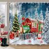 Christmas Backdrop Shower Curtain Holiday Gifts Fireplace Christmas Tree Garland Fabric Bath Curtains Bathroom Decor With Hooks