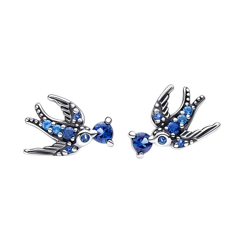 Pandora Shining Swallow Earrings Women s Silver 292568C01 серебряный
