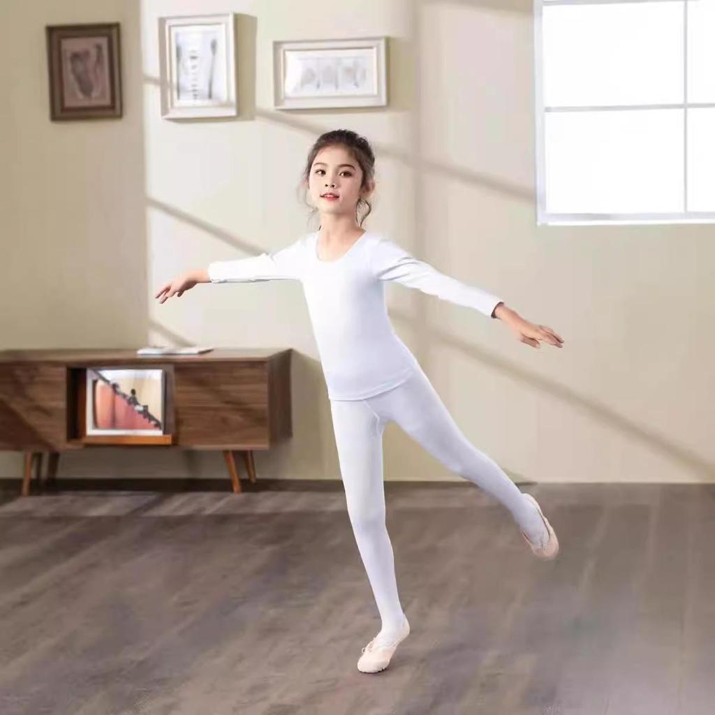 Women's Nude Fleece Ballet Base Layer Set for Autumn/Winter - Invisible Practice Wear for Children