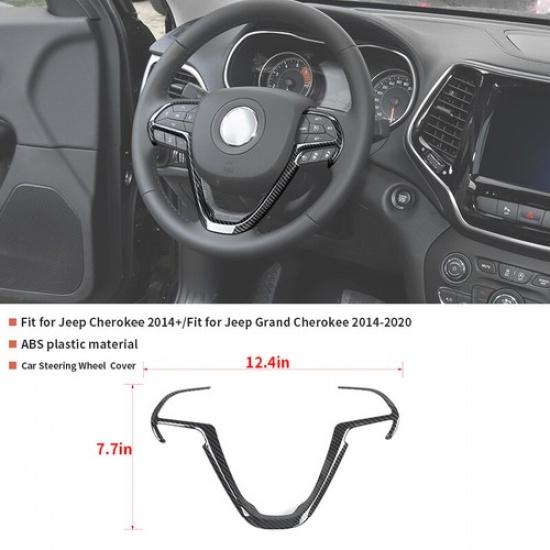 Center Consol Steering Wheel Cover Trim For Jeep Grand Cherokee 14+ Carbon Fiber