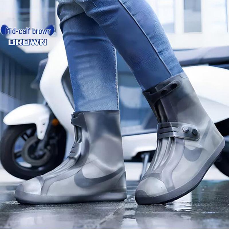 Wiederverwendbare Wasserdichte Silikon Anti-Rutsch Regenschuhüberzieher, Abriebfester High-Top Schutz für Damen und Kinder