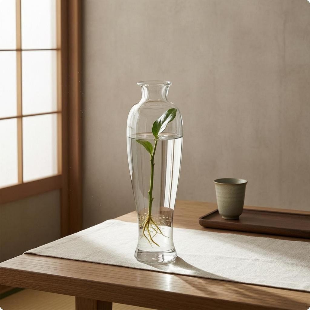 Clear Glass Vase Stable Flat Base Small Transparent Decor Piece for Floral Arrangements,