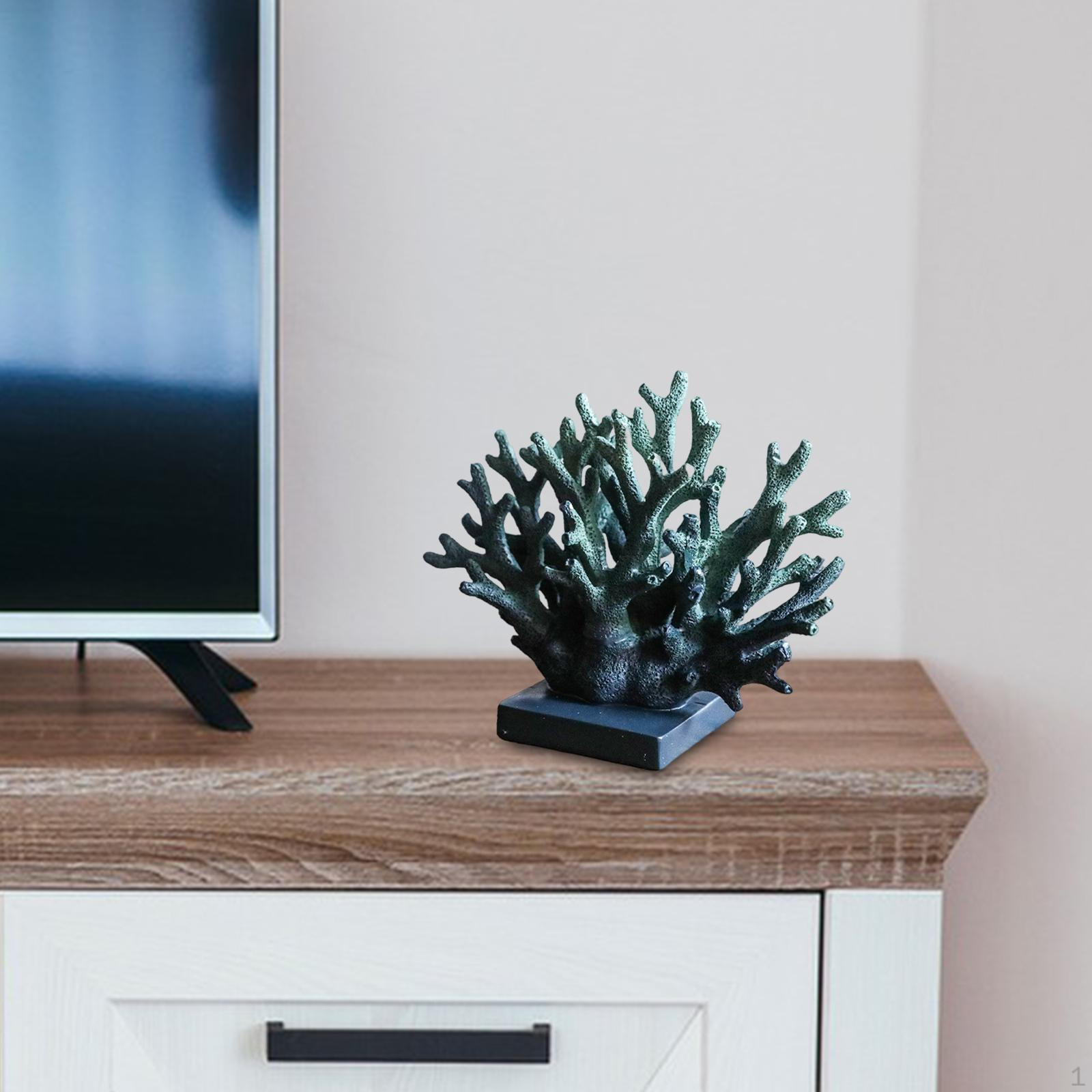 

Resin Coral Statue Artificial Ornament Sculpture Realistic Nautical Decoration for Table Purple 18cmx15cm