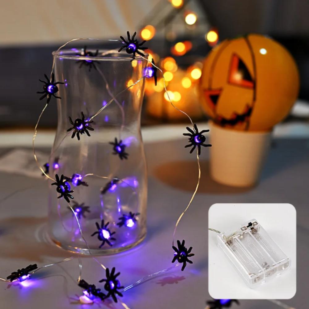 Black Spider Halloween String Lights Fake Spider Durable Construction Giant Spider Decor Luminous Spider Electric Spider USB