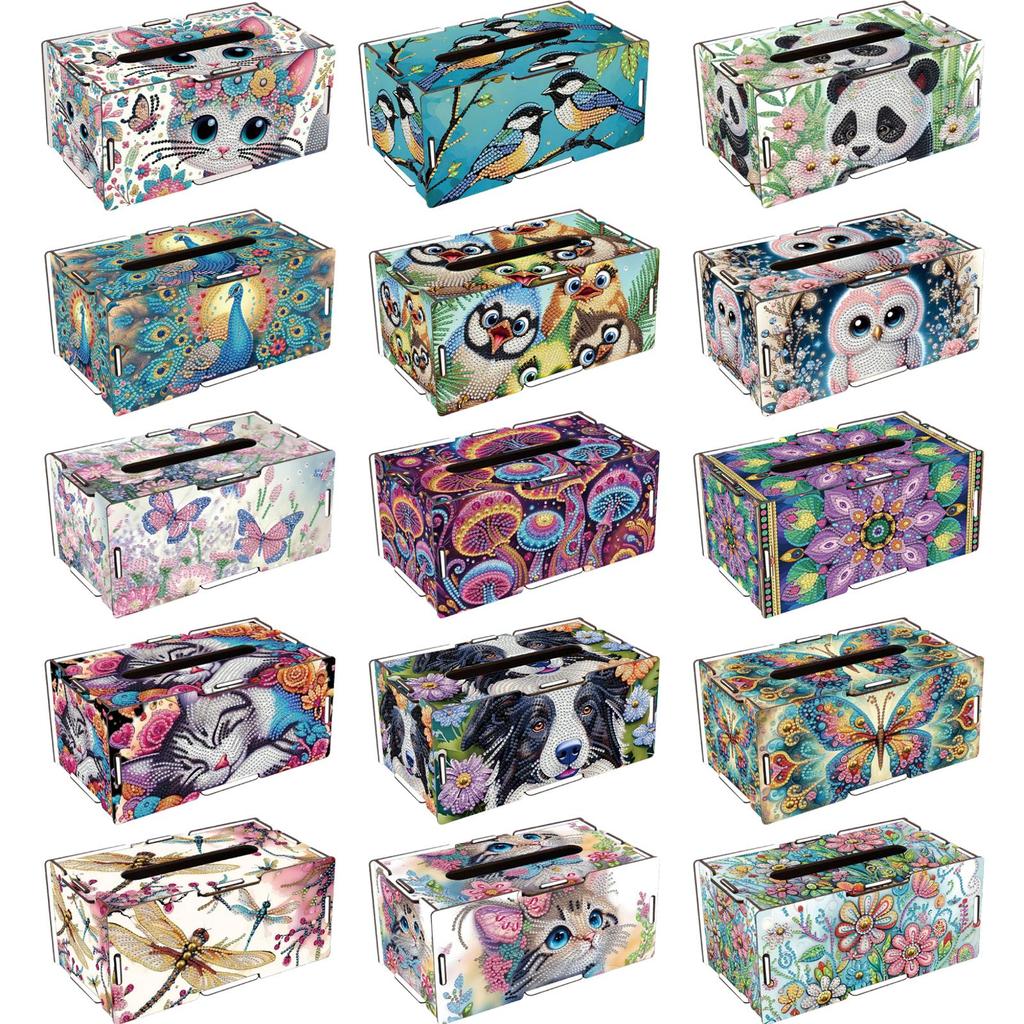 Wooden 5D Diamond Painting Tissue Holder Wooden Diamond Painting Tissue Box 5D DIY Diamond Handmade Tissue Holder for Home Decor