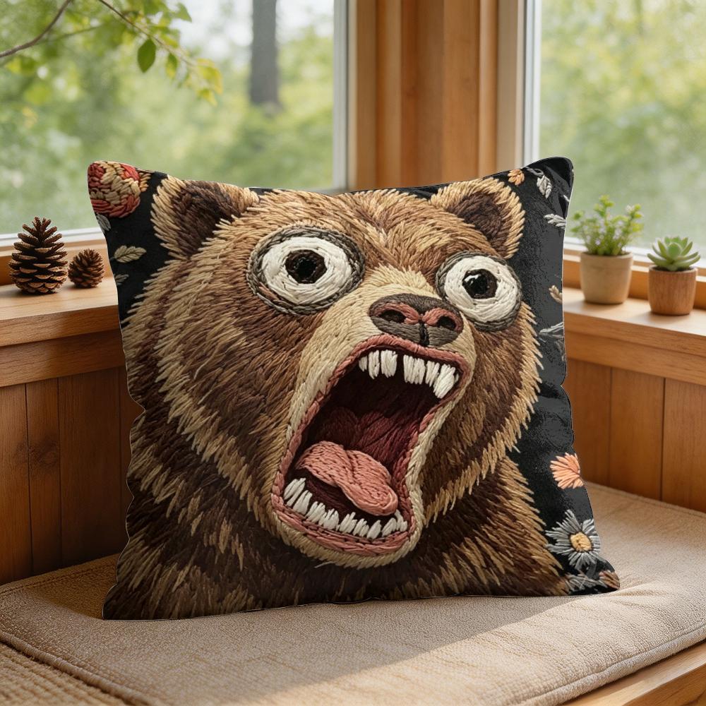 2D Scream Animals Retro Kissenbezug Seidiger Kurzer Plüsch Unsichtbarer Reißverschluss Staubdicht Sofakissenbezug Für Heimdekoration