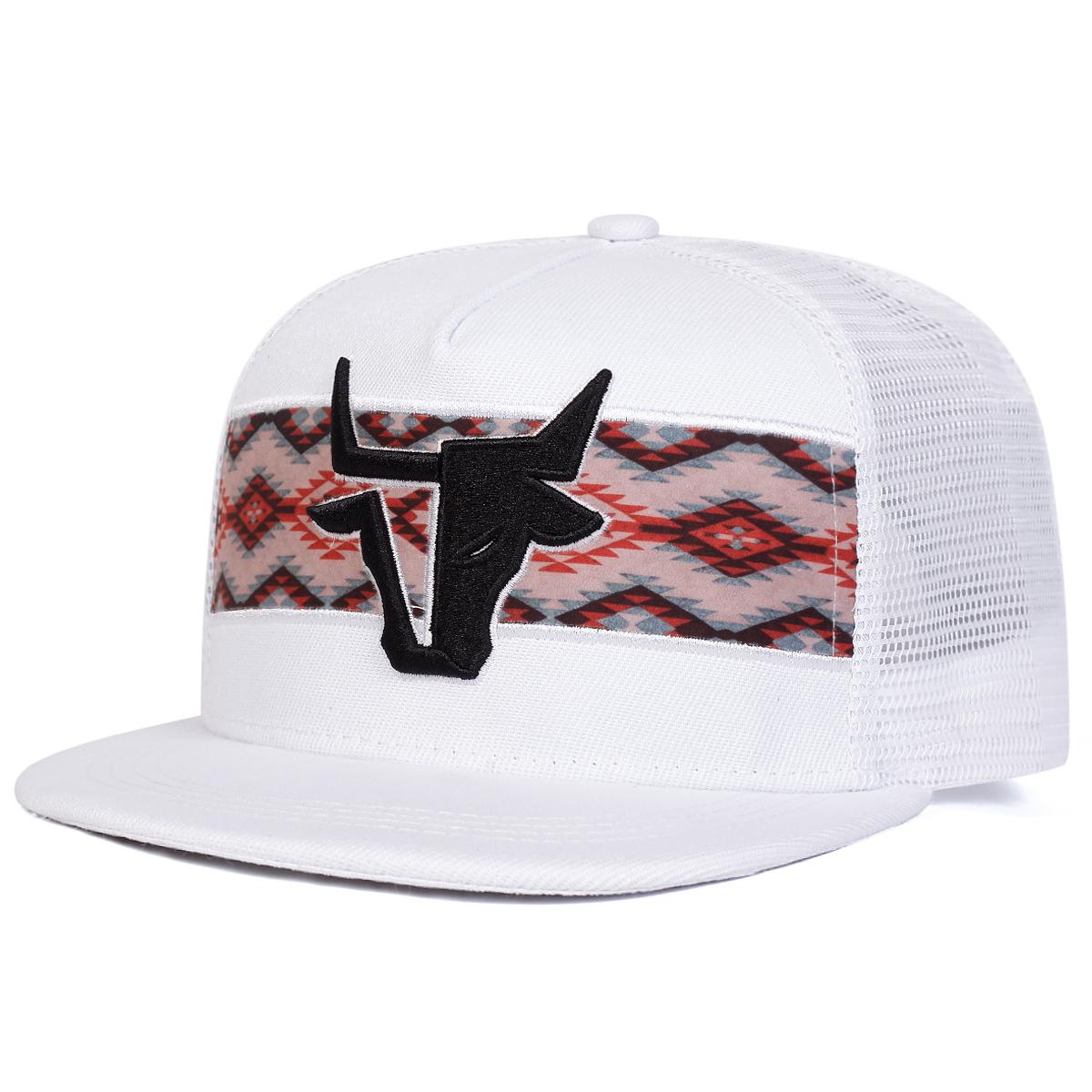 

Мужская вышитая хип-хоп кепка с головой быка, сетчатая кепка, уличная регулируемая солнцезащитная кепка для отдыха, весна-осень, путешествия, туризм, пляжный отдых белый