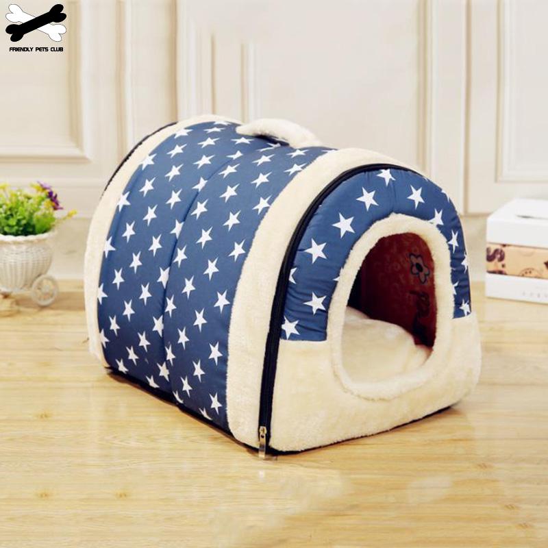 Large Pet Dog Bed Cat House Cave Comfortable Print Stars Kennel Mat For Pet Puppy Winter Summer Foldable Cat Bed Pet Supply