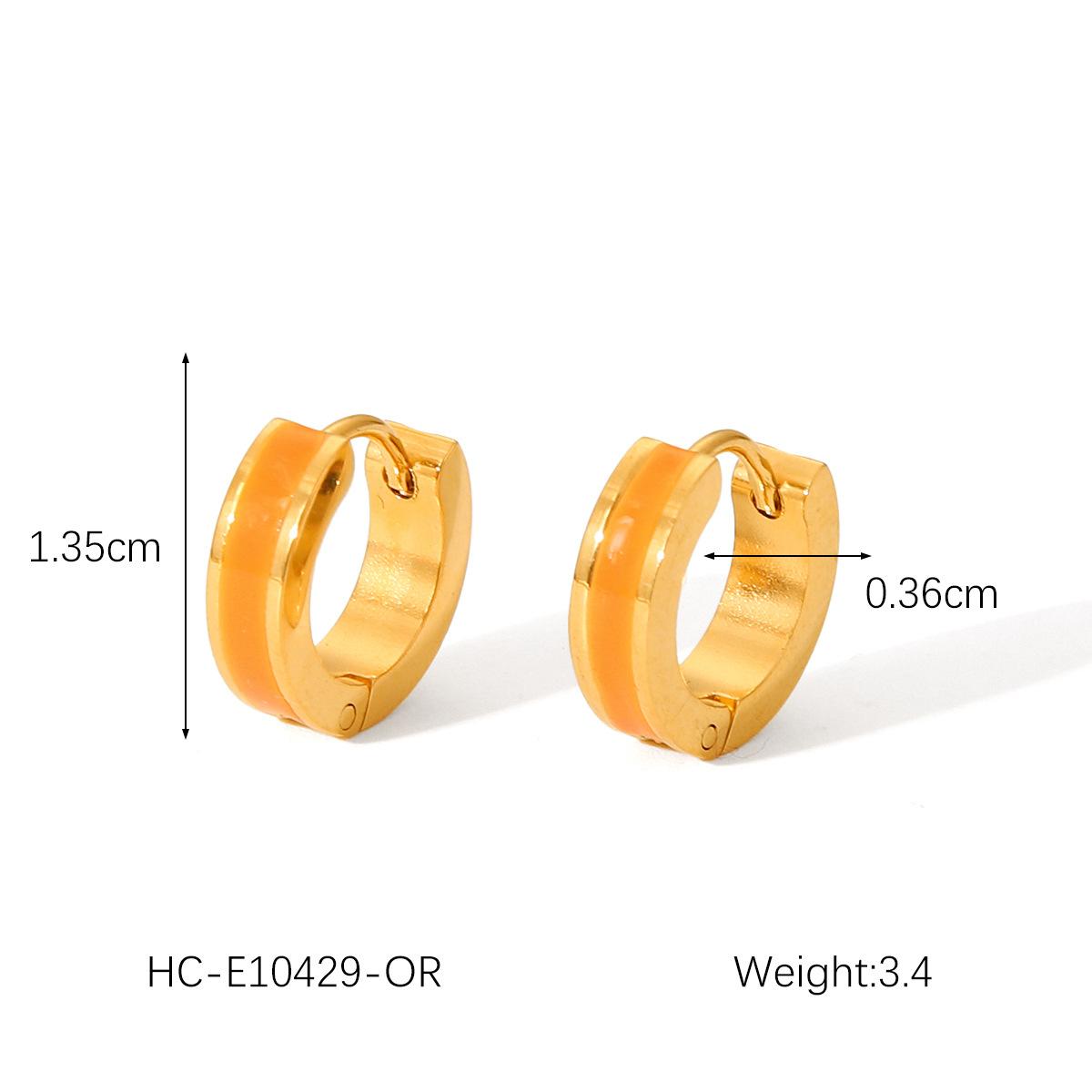 

Fashionable Influencer Titanium Steel Earrings, 18K Gold Geometric Hoops, Colorful Drip Oil Ear Cuffs, Stainless St золотой