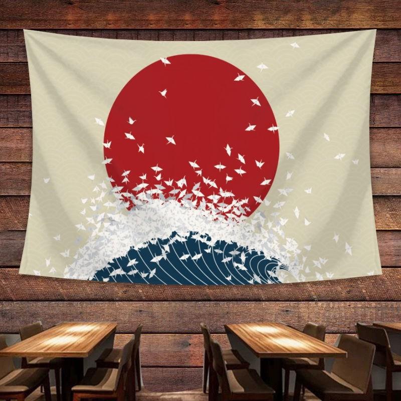 Japanese Tavern Sea Wave Tapestry Ghost Samurai Decorative Tapestry Room Decoration Home Decor Dorm Wall Hanging Backdrop Cloth