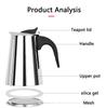 Portable Electric Coffee Machine Mocha Pot Stainless Steel Italian Espresso Machine Induction Stove Coffee Utensils 300ML/450ML.