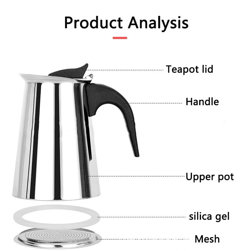 Portable Electric Coffee Machine Mocha Pot Stainless Steel Italian Espresso Machine Induction Stove Coffee Utensils 300ML/450ML.