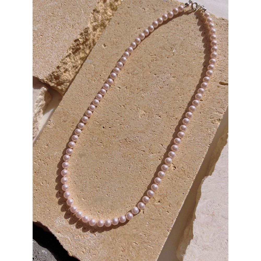 Classic Pink Pearl Necklace 4mm Silver925