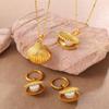 Elegant European & American Women's Fashion Pearl Shell Jewelry Set: Necklace & Earrings