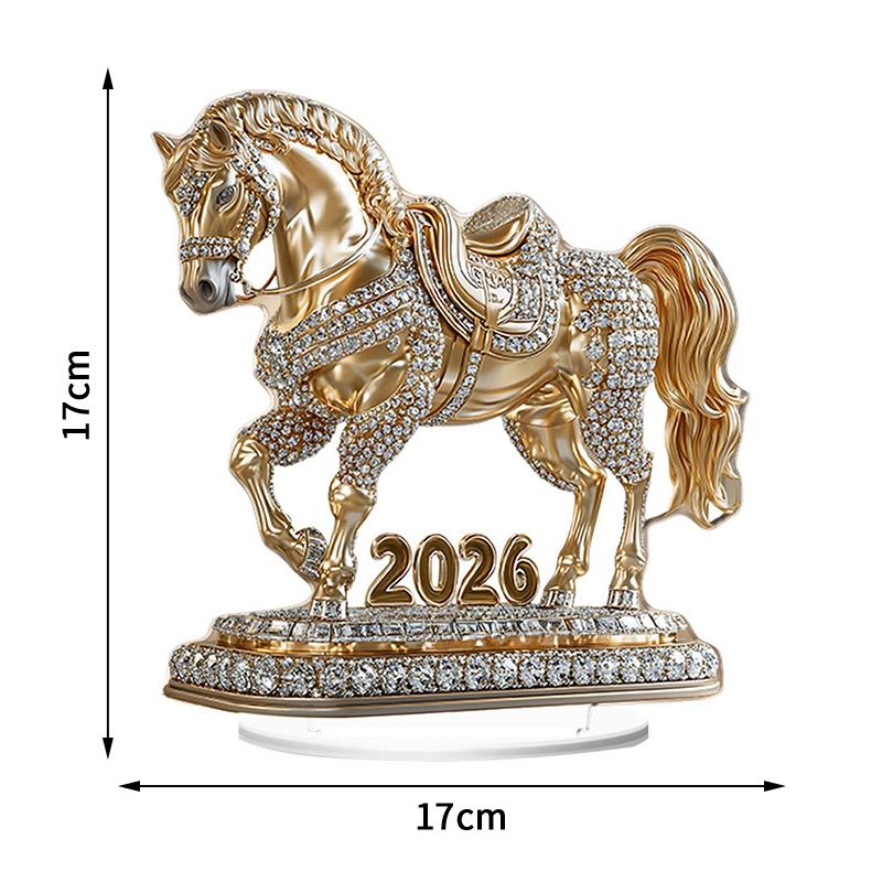 2D Acrylic Ornament 2026 Year Of The Horse Desktop Decorate Miniature Statue Pony Festival Decor Home Office New Year Gift