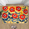 Boho Watercolor Floral Doormat Illustrated Style Flower Pattern Home Decor Carpet Soft Non-Slip Welcome Rug for Indoor Outdoor