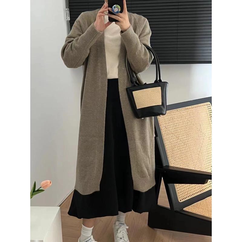 

Однотонный ленивый ветер свободный V-образный вырез модный темпераментный свитер кардиган женский новый осенне-зимний кардиган с длинным рукавом пальто, трендовый average size