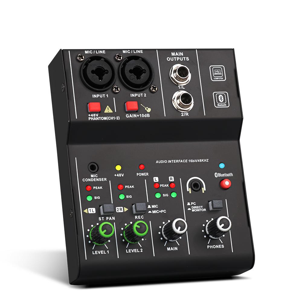 Teyun Q12 Q12m Professional 2 Channels Audio Mixer Interface Sound Card Console Mini USB Recording Mixer For DJ Studio Guitar