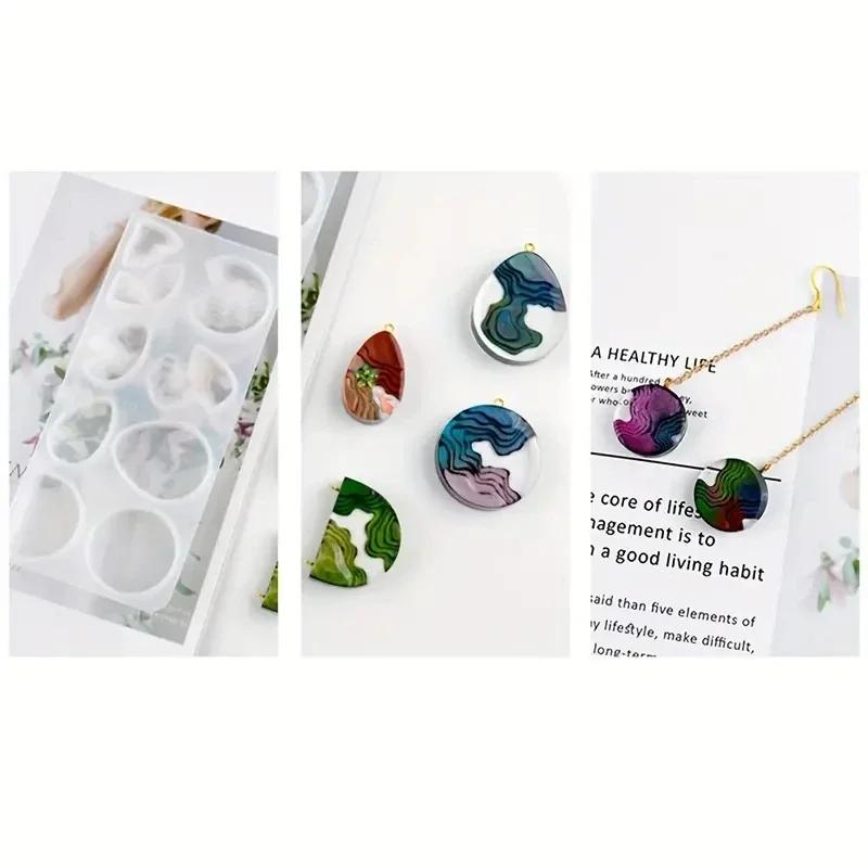 4Pcs Creative DIY lsland Resin Necklace Gem Pendant Drop Glue Mold Ocean Theme Style Silicone Mold DlY Jewelry Pendant Necklace