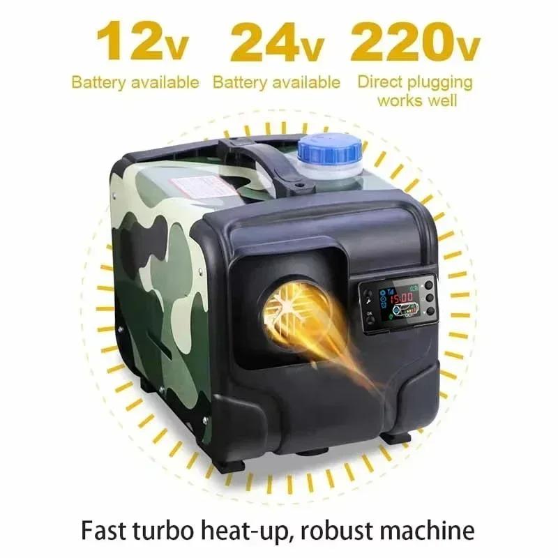 5KW Diesel Parking Heater 12V24V220V Multi Voltage Aluminum Housing Defrosting LCD Display Wireless Remote For RV Bus Snow Area