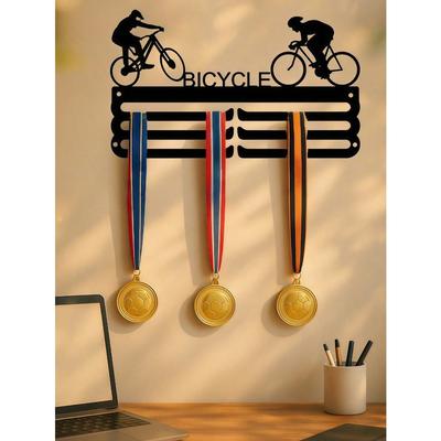 Wrought Iron Medal Holder for Sports Awards Display Wall Mount with Multiple Hooks for Hockey Handball Jumping
