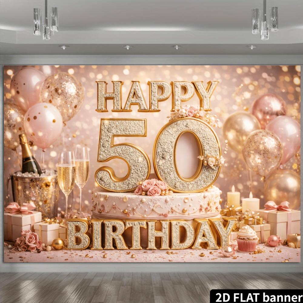 Plano 2D tela de fondo para tarta de champán 50 cumpleaños fiesta de cumpleaños evento de celebración