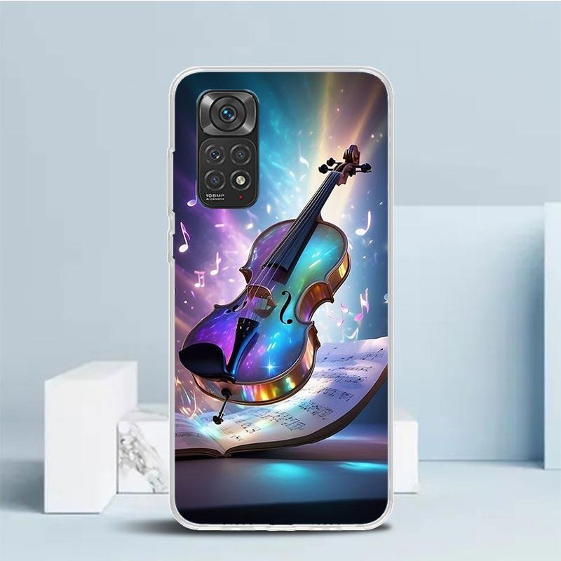 

Music Violin Phone Case For Xiaomi Redmi Note 15 14 14S 13 12S 12 Pro Plus 11S 11 11T 11E 10S 10 + Soft TPU Back Cover Redmi Not Redmi Note 15 Pro 4G