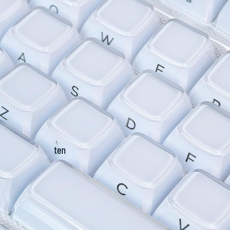 Jelly Texture Keycaps Set: Side-Engraved MDA Profile, 132 Keys, Transparent Outer Layer, Solid Color Inner Layer