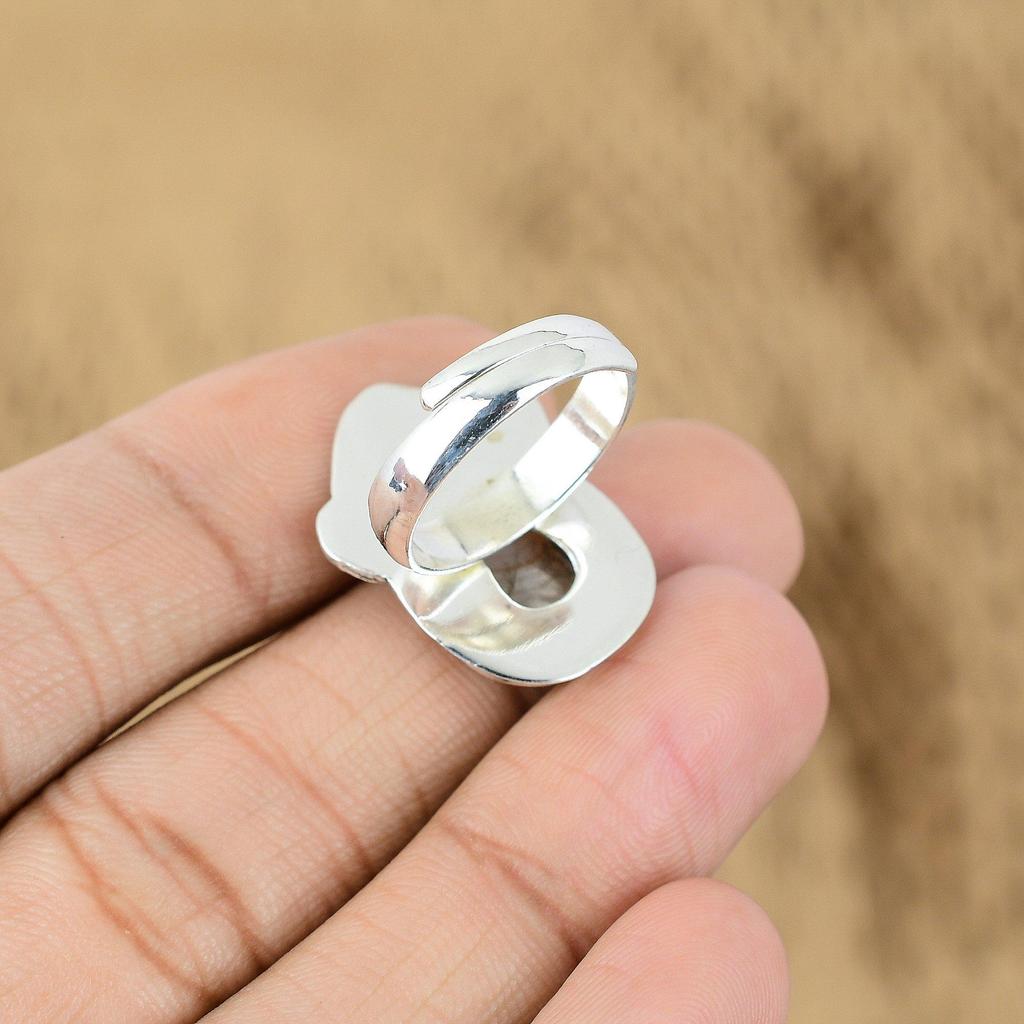 Gift For Women Stackable Adjustable Ring 925 Silver Natural Botswana Agate
