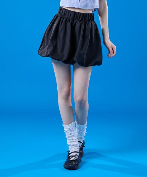 KOLEAT Balloon Cooling Crinkly Layered Mini Skirt [Black] Kcl.
