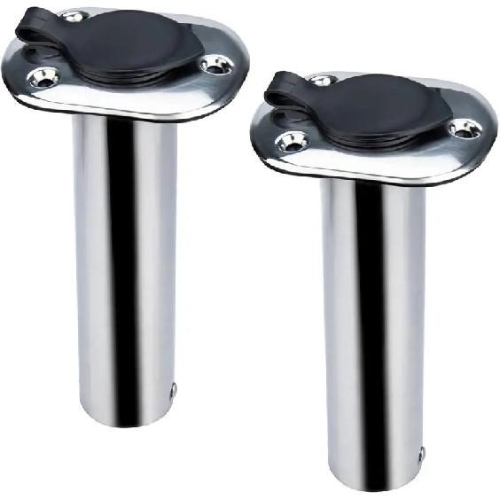 Stainless Steel Flush Mount Fishing Rod Holder, 90 Degree Rod Pod for Marine Boat, 2 Pcs