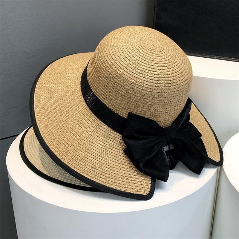 Summer Straw Hat Top Panama Hat Women In Korean Style Large Brim Sun Protection Cap Versatile Vacation Beach Hat Fascinator
