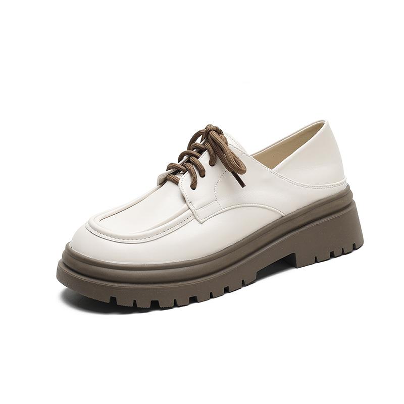 Plateau Damen Sommer Akademie Stil Schwarz Schnürschuhe Britische kleine Lederschuhe Damen