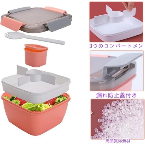 EFFORTS Bento Box, Salad Lunch Container, Portable Lunch Box, 2-Tier, Large Capacity, 1100ml, Perfect for Kids, Students, Men, Women, Commuters, and S