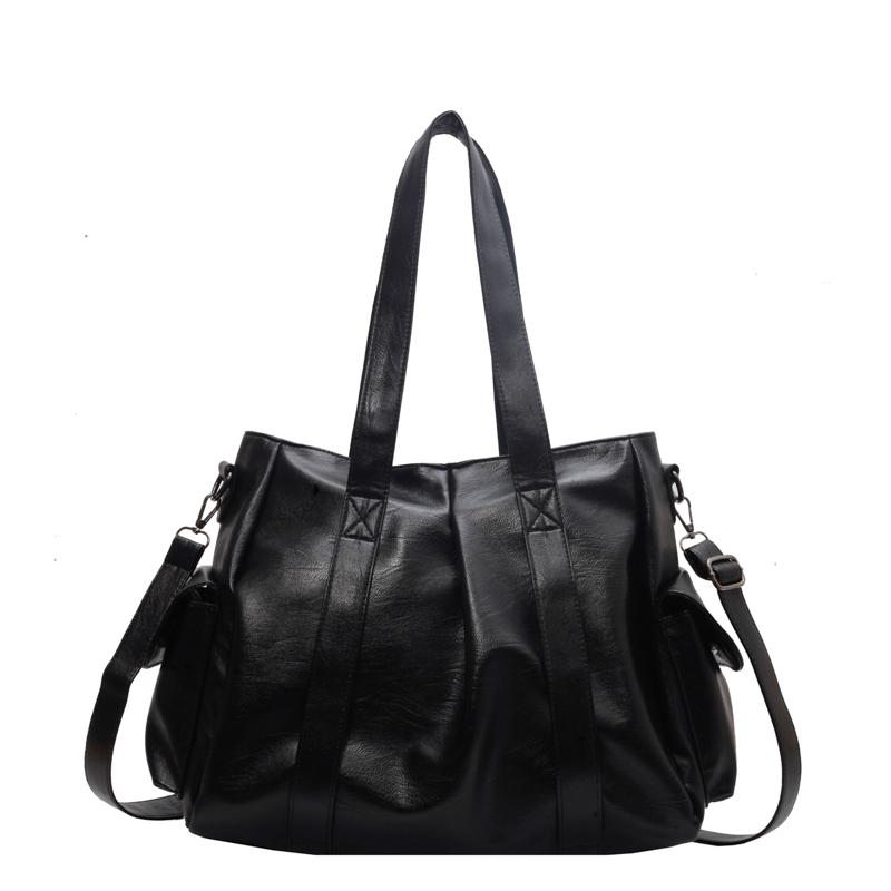 

Большая сумка, однотонная сумка через плечо из искусственной кожи, сумка через плечо, сумка чёрный