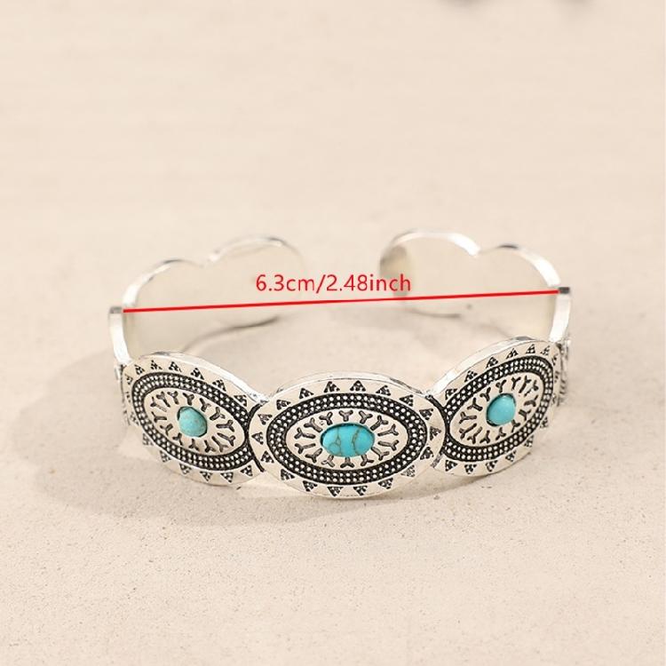 Bracciale Bohemien Aperto Retro con Accessorio Turchese Bangle Stiloso per Festival Musicali e Avventure di Viaggio