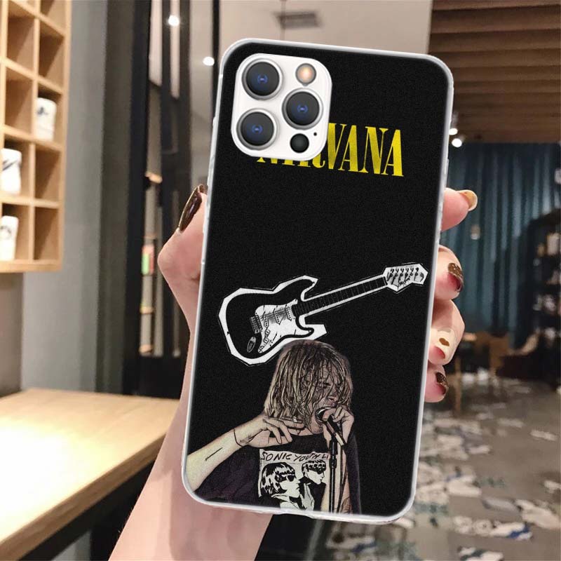 Retro Singer Kurt Cobain Soft Phone Case For iPhone 17 Air 16 16E 15 14 Plus 13 Mini 12 11 Pro Max X XR XS 7 8 + SE 2020 Pattern