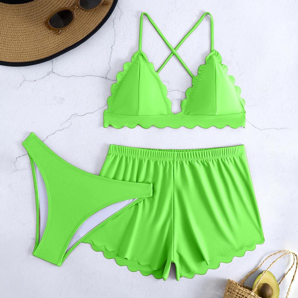 Women's Color Bikini  Swimsuit Swimsuit Three Piece Set