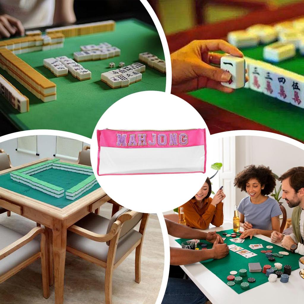 Mahjong Tile Bag Waterproof Large Mahjong Tile Holder Portable Organizer Case for Business Studio Home Travel Adults Teens