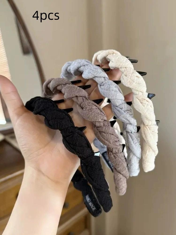 

4 шт. Новая милая тканевая повязка на голову с зубчиками и противоскользящим эффектом для женщин, украшение для фиксации волос, повязка на голову, обруч для волос, резинка для волос