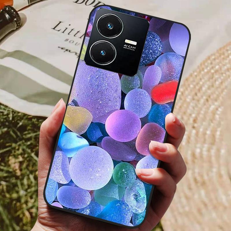 Für Vivo Y22 Hülle Weiches Silikon Stoßfeste Handyhülle für Vivo Y22 Y22s Y 22 s Hüllen Y 22 2022 Schwarzer Bumper Schutzhüllen