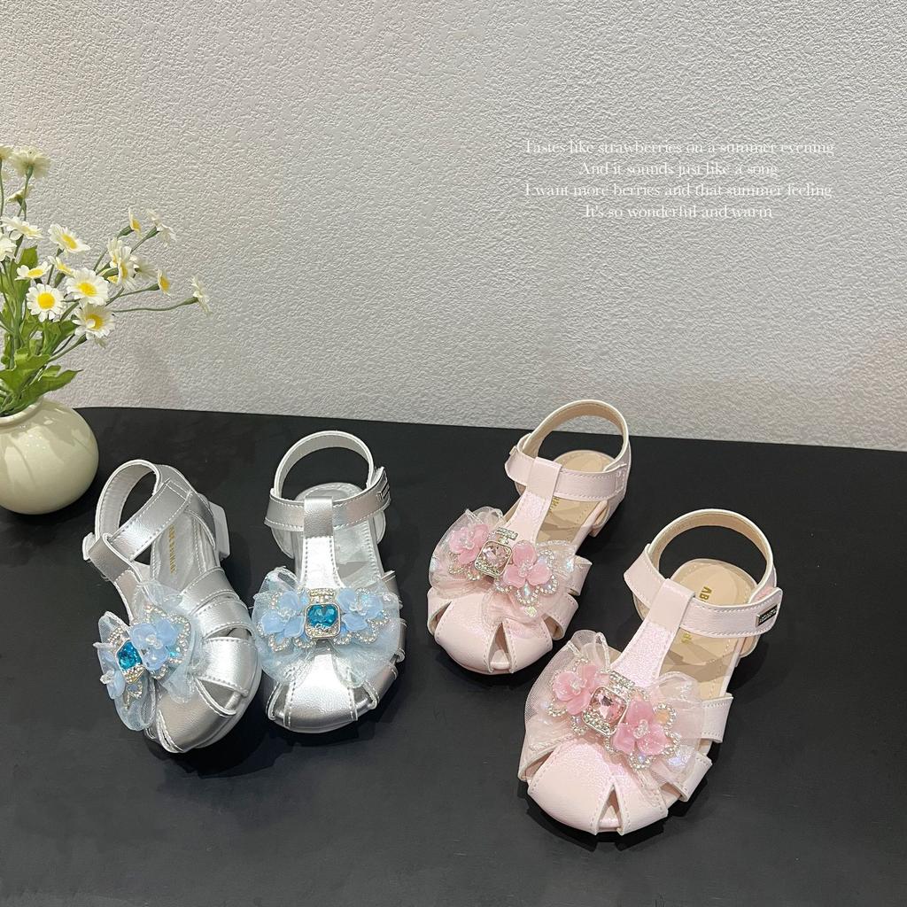 Girls' Princess Shoes New Summer Sparkling Rhinestone Princess Shoes Non-slip Sweet Wind Soft Sole Beach Classmates