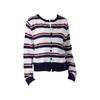 A New School-style Color-blocking Round-neck Striped Knitted Cardigan for Short Women In The Early Autumn