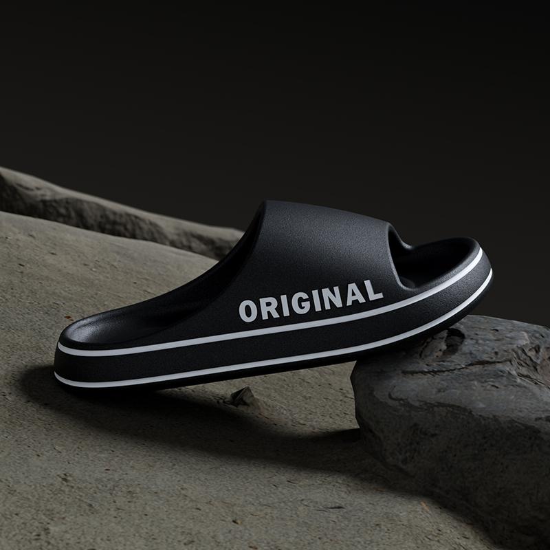 Fashion Feslishoet Women Letter Slippers Beach Slides Solid Color Mens Thick Sole Indoor Bathroom Anti Slip Shoes Summer Couple Sandals