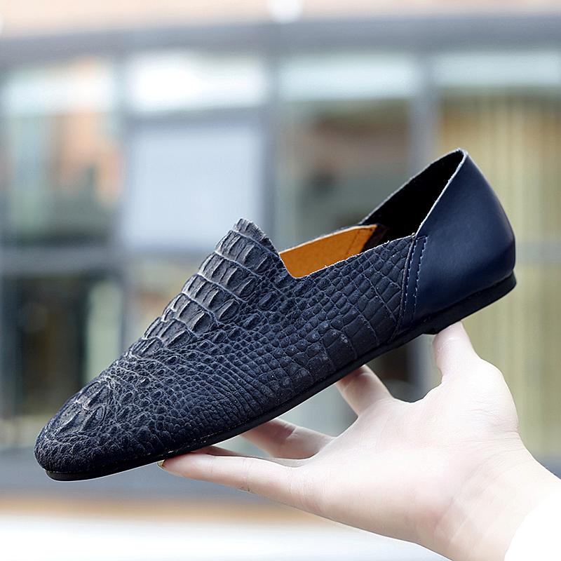 FashionShoes Men Loafers Slip On Fashion Breathable Lazy Peas Shoes Outdoor Italian Genuine Leather Moccasins Casual Shoes for Men