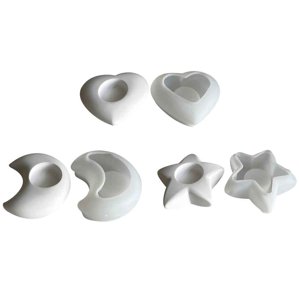 Epoxy Candlestick Silicone Mold Candle Base Mould Star/Moon/Heart Candle Holders Molds DIY Ornaments Home Decorations