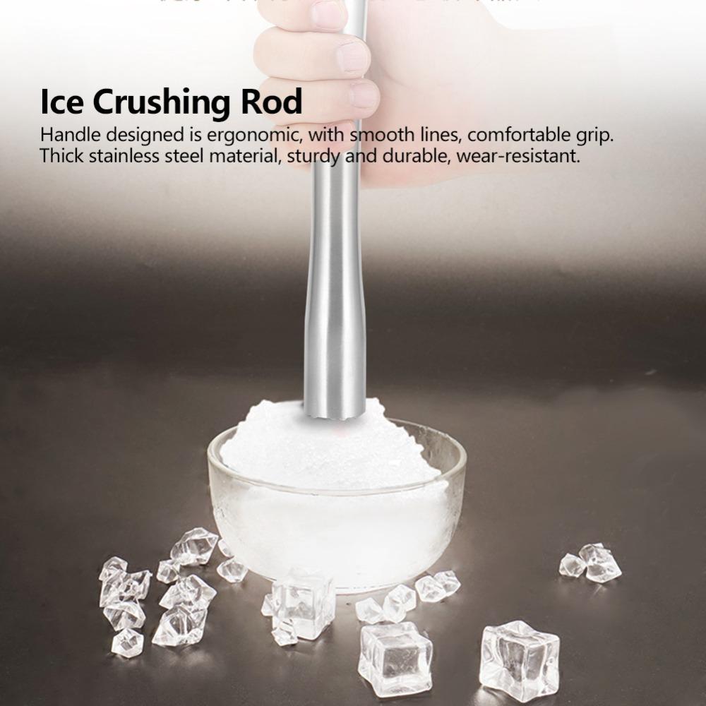 Silver Stainless Steel Muddler Stainless Steel Bar Tool Professional Ice Crushing Rod Home S